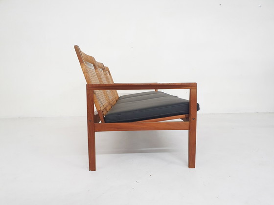 Image 1 of Hans Olsen pour Brdr Juul Kristensen, Canapé à dossier en rotin, Danemark années 1950