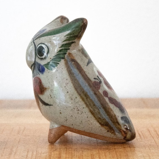 Image 1 of Figurine de hibou en céramique Tonala : Art populaire mexicain vintage