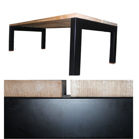 Custom-made design table, solid oak top and steel legs – criterium, Dining tables, Metal, Wood (photo 4 of 6)