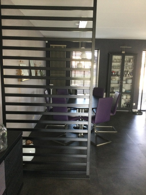 Haanstra Lifestyle Room divider black wood with steel base frame