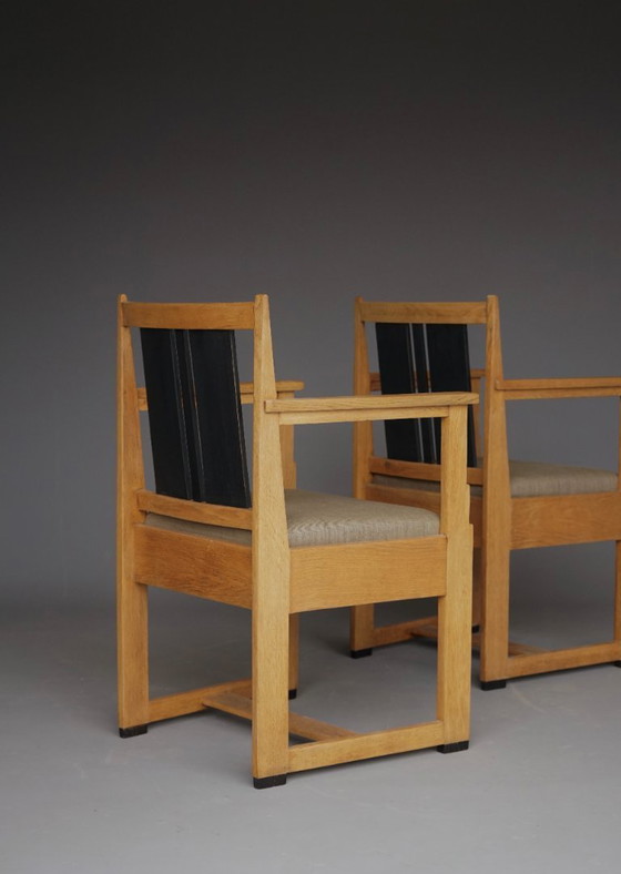 Image 1 of Fauteuils Art Déco en chêne, par Henk Wouda, années 1920, lot de 2