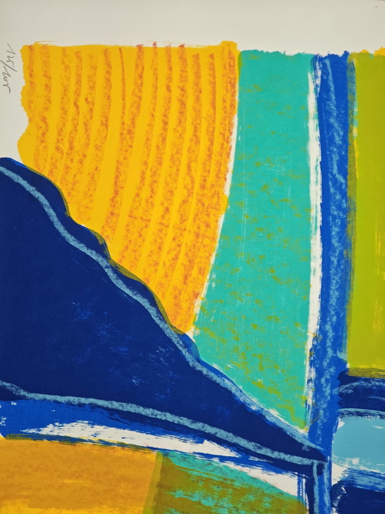 Image 1 of Ingelijste zeefdruk Willem Brauck (1946-2014) "Gestrikt" 2000 51x71cm