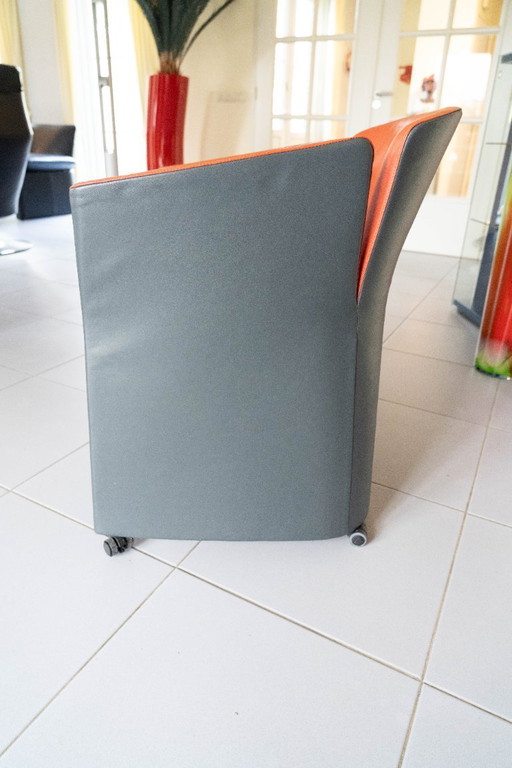 Sedie Montis in pelle grigio pomodoro rosso