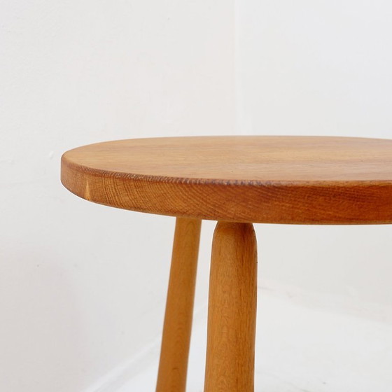 Image 1 of Vintage tripod side table in solid wood with rounded legs
