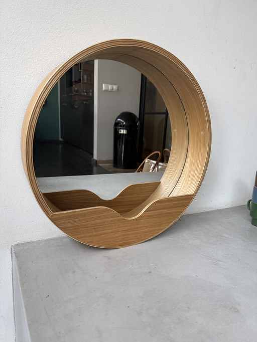 Espejo de pared redondo Zuiver ’40 – espejo de pared con compartimento de almacenamiento