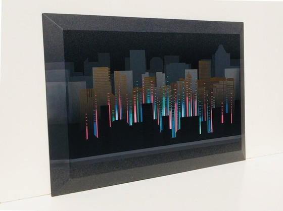 Image 1 of Large painting: Skyscrappers by FRANCO (USA) 80s (152x102)