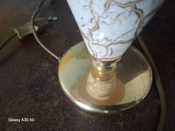 Image 1 of 2 Keramik-Tischlampen Paar der Marke Arnold Licht Keramikfuß und Craquelé-Glasur ca 70er Jahre 