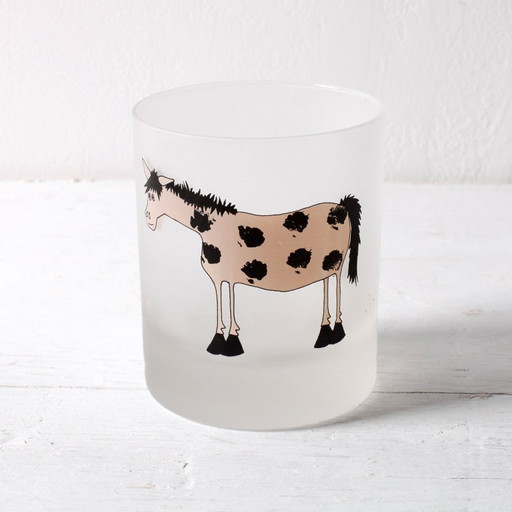 Enkel paard van matglas / Serie boerderijdieren / Dartington Designs / Engeland / jaren 2000 – glazen karaffen