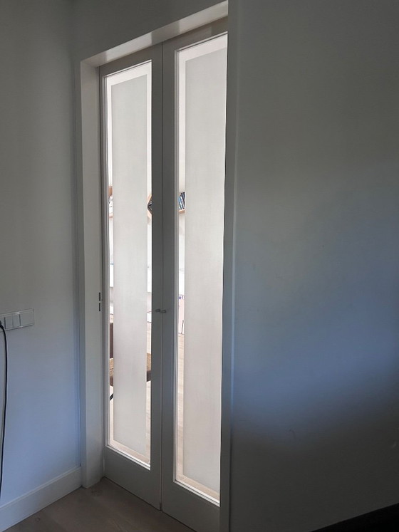 Handmade sliding doors with frosted glass and industrial rails – Room screens, Metal (photo 4 of 5)