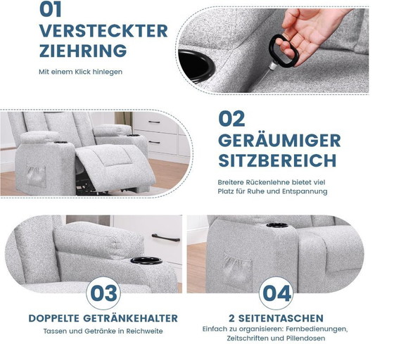 Image 1 of Sillón Relax de Lujo con Respaldo Ajustable Gris ¡Nuevo!