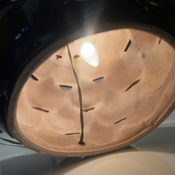 Image 1 of Large ceramic table lamp in "scale" pattern, 1970, double bulbs