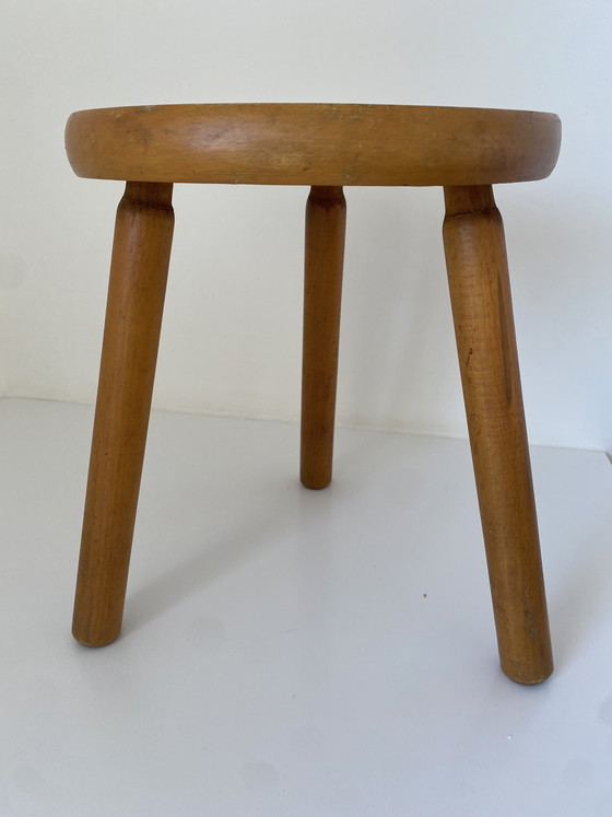 Image 1 of Vintage Wooden Stool - Berger Charlotte Perriand - style