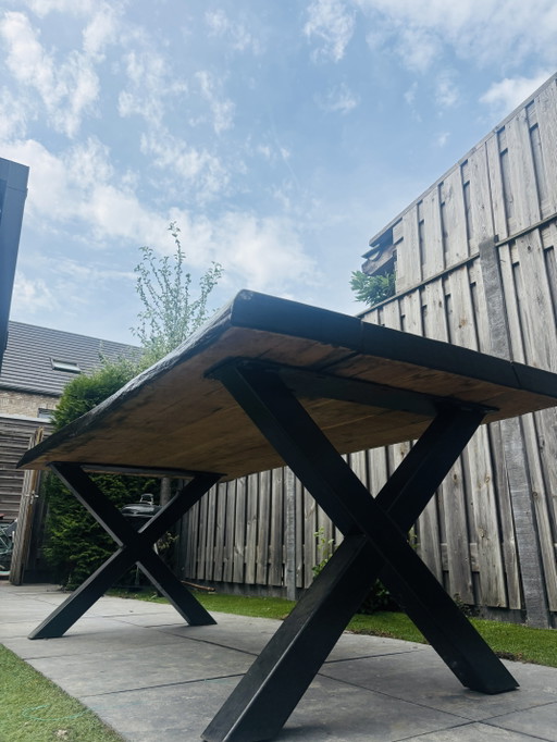 Solid Oak Table – eettafels, Metal, Wood (photo 2 of 5)