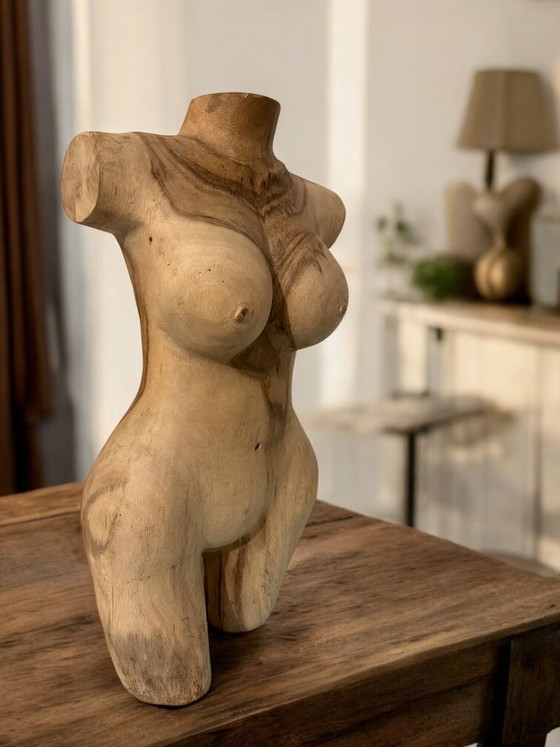 Torse féminin en bois massif – sculpture en bois – 51 cm – Objets déco, Wood (photo 4 of 5)