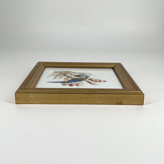 Image 1 of Augarten Vienna Handpainted Porcelain Plaque “Blue Tit” – Hubert Weidinger – 15 x 15 cm