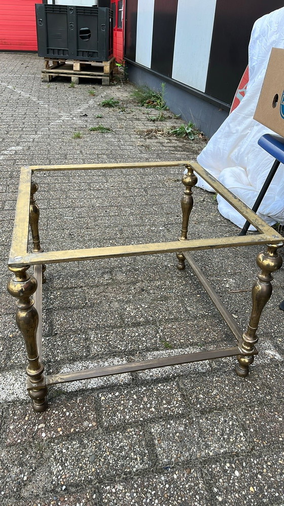 Vintage Natural Stone Coffee Table – Metal, Brass (photo 4 of 5)