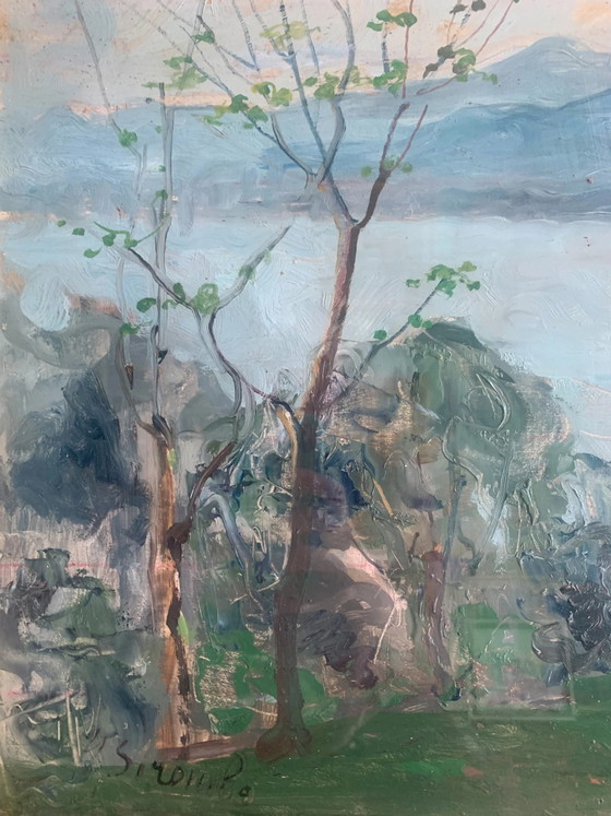 Oil on Canvas Landscape Painting by Giovanni Sirombo, 1920s, Paintings & Drawings (photo 3 of 8)