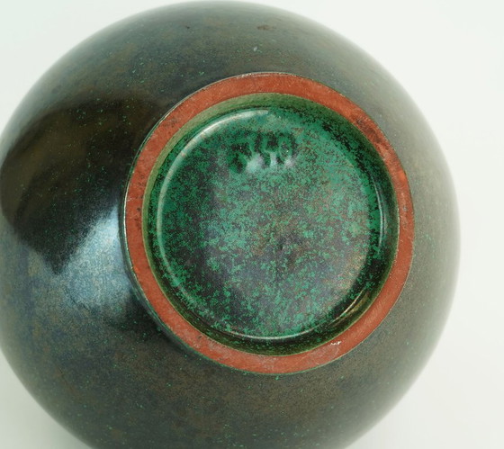 Image 1 of ruscha mid century VASE black and green kurt tschoerner mid century pottery model 340