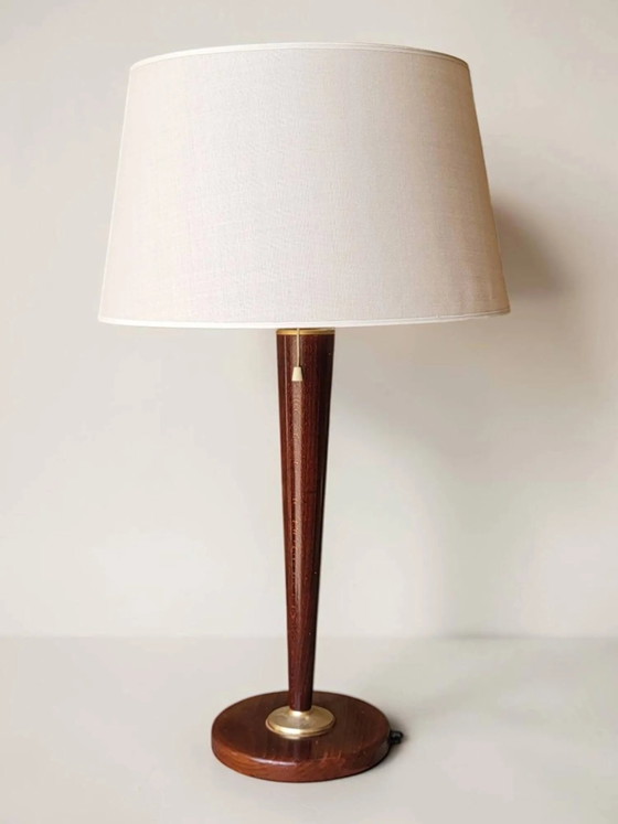 Unilux Design Mazda Lamp 1960s – Table lamps, Wood, Cotton, Mid Century Modern (photo 11 of 11)