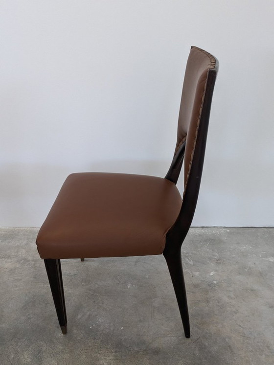 Image 1 of Chair - Wood, Leather - Set of Eight Art Deco Chairs