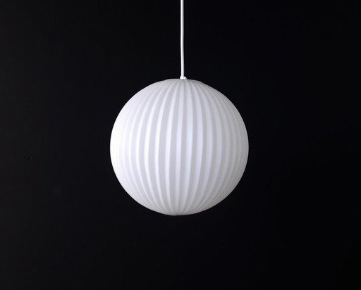 Louis Kalff for Philips Eindhoven, vintage milk glass pendant lamp, beautiful in its simplicity, Dutch design, MCM lamp