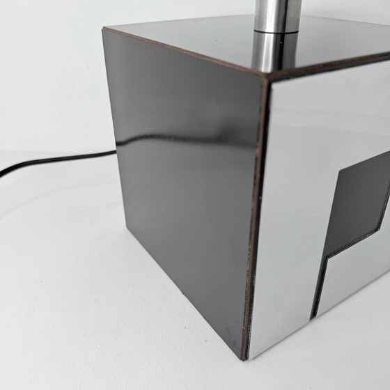 Image 1 of Vintage Cube Lampe - Holz & Metall - Art Deco - 1960