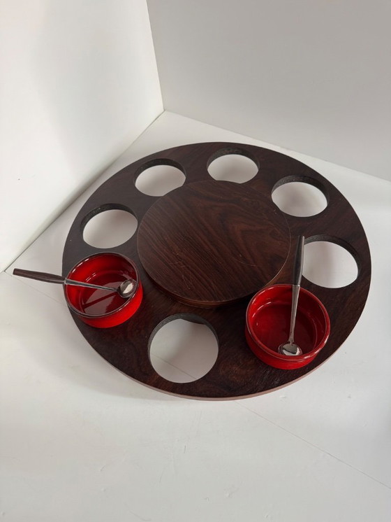 Image 1 of Plateau tournant vintage, service à fondue, service à apéritif, platine.