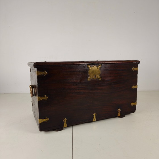 Image 1 of 18th-century Dutch VOC colonial chest with brass fittings