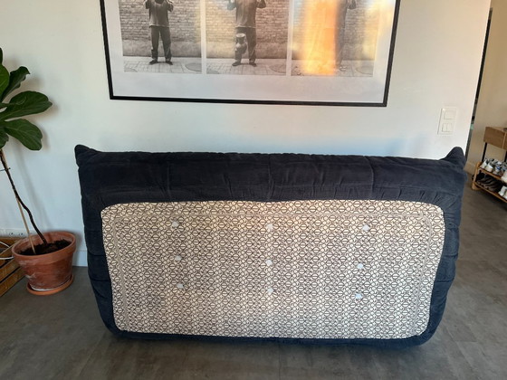 Togo 3-Seater Sofa in Blue Corduroy Attributed to Michel Ducaroy for Ligne Roset – 3-5 seaters, Velvet (photo 4 of 6)