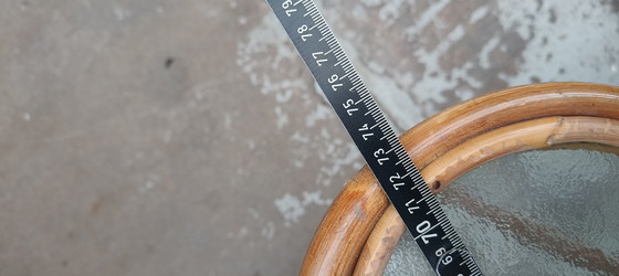 Image 1 of Dirk van Sliedregt table verre métal rotin années 1950 design vintage