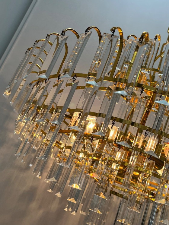 Image 1 of XL size large size hand cut Crystal Chandeliers 1970s Mid - Century Style