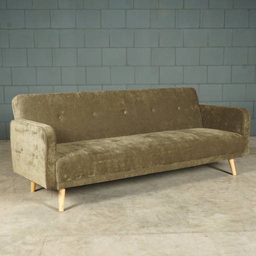 Divano/divano letto vintage in velluto verde, anni '70