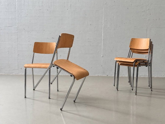 5 Stackable Chrome Steel Chairs, 1990s – Side chairs, Wood (photo 5 of 12)