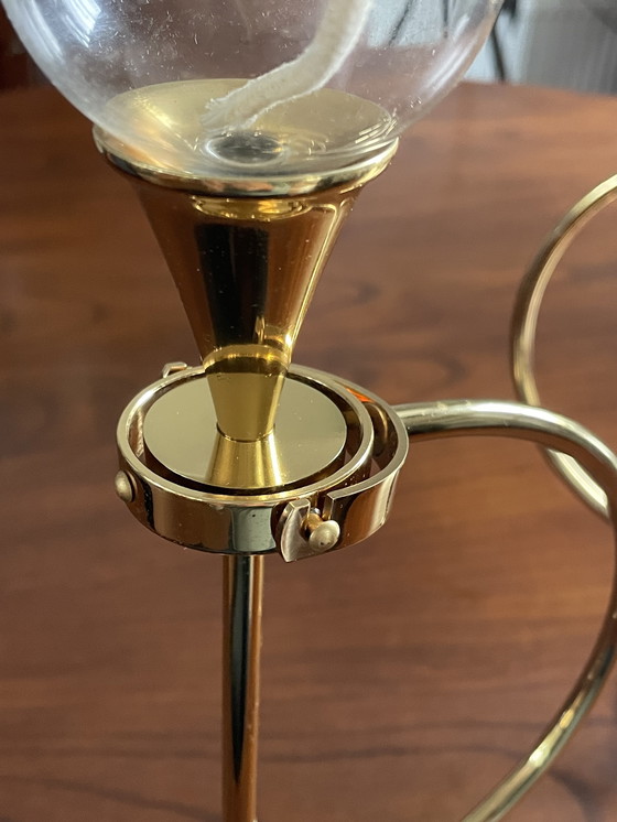 Image 1 of Lampade a olio in ottone di Freddie Andersen, Germania, 1970, con peso a perlina. Set di 2 candele "Clear Drops".