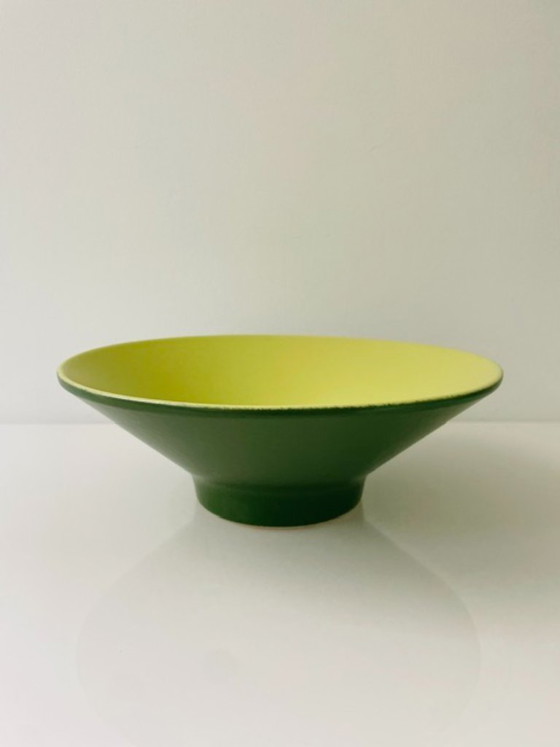 Image 1 of Ciotola in ceramica vintage di metà secolo – verde scuro e verde lime