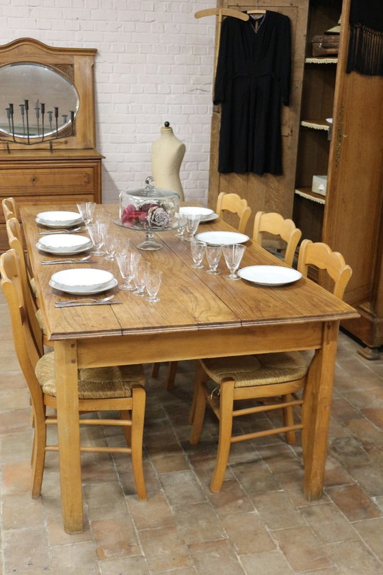Antique Country Dining Table – Wood, Brass (photo 4 of 8)