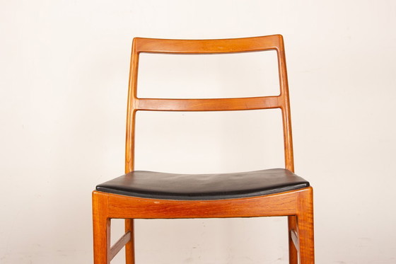 Image 1 of Set van 4 Deense stoelen van teakhout en leer, model 430, van Arne Vodder voor Sibast, 1960.