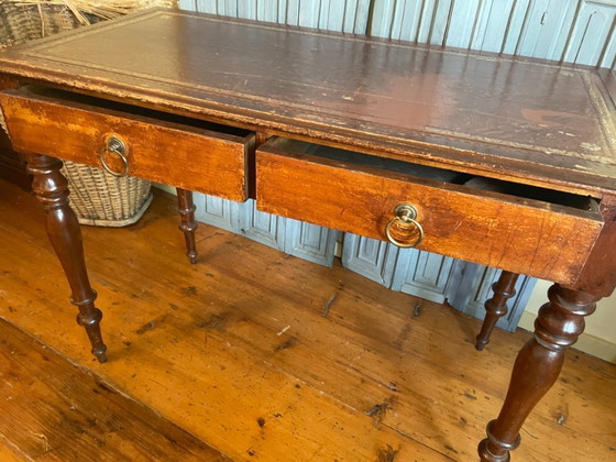 Image 1 of 19th Century Desk Worktable Leather And Inlaid With Gold Leaf