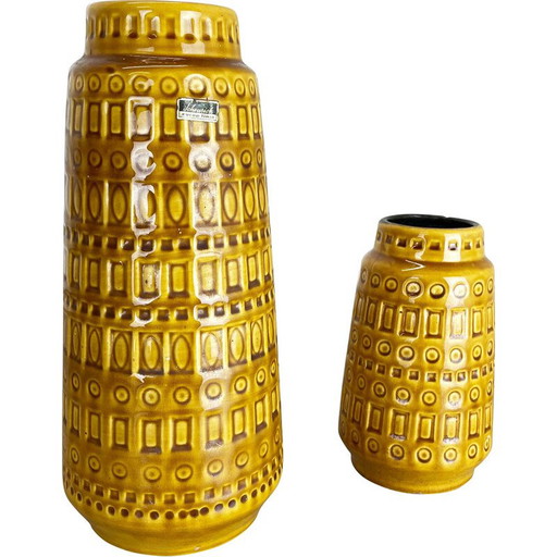 Ensemble de deux vases d'art vintage en lave grasse par Scheurich, Allemagne 1970