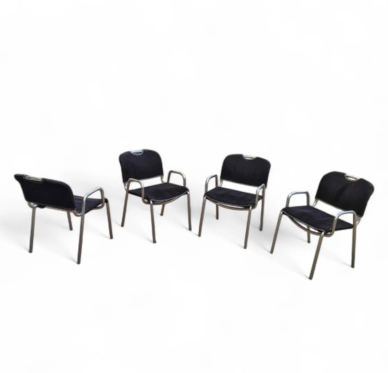 4 x black upholstery Castiglietta dining Chairs by Castiglioni for Zanotta / Italy 1960s (photo 8 of 26)