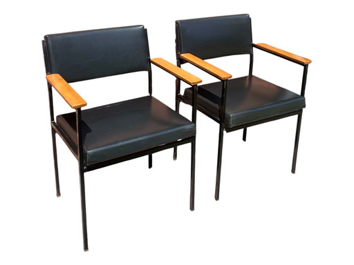 2x vintage Gijs van der Sluis eetkamerstoelen 