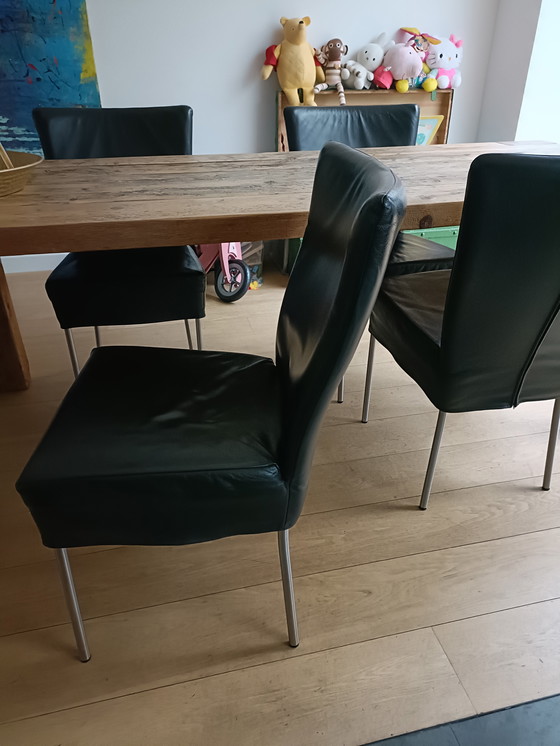 Image 1 of 4 sedie da pranzo in pelle