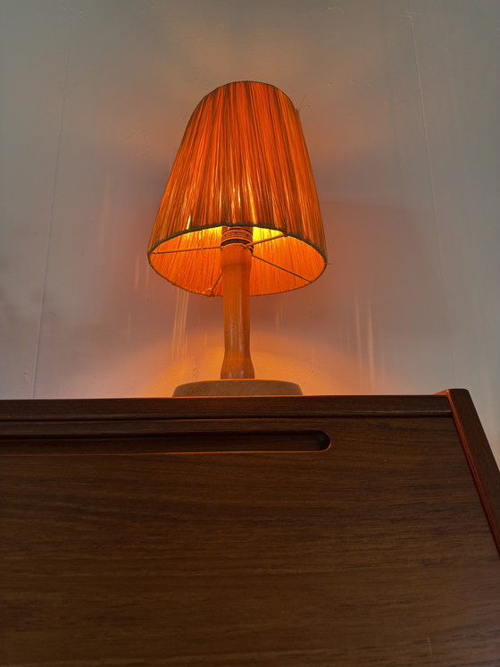 Image 1 of Lampe de table vintage en raphia des années 60