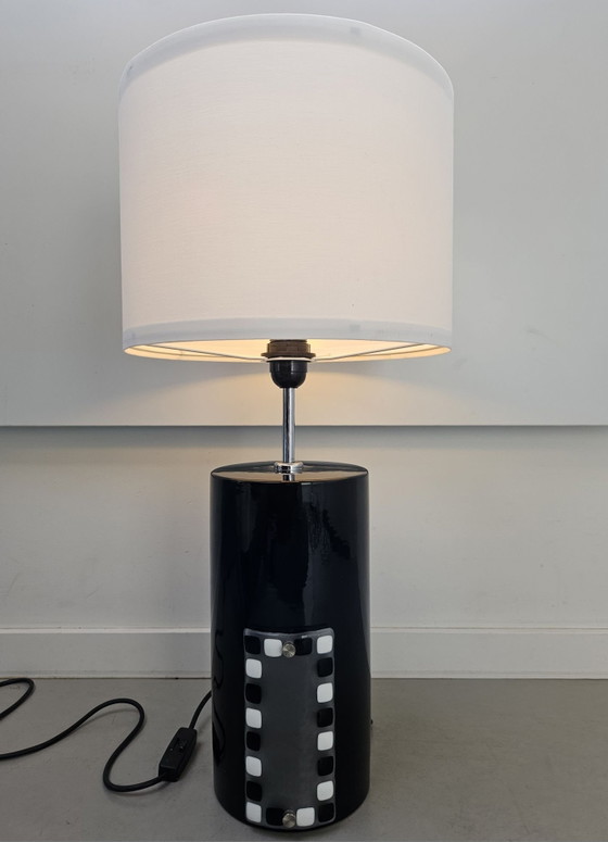 Vintage Brutalist Table Lamp Cerámicas Bondia 1970s, Ceramic, Black (photo 4 of 14)