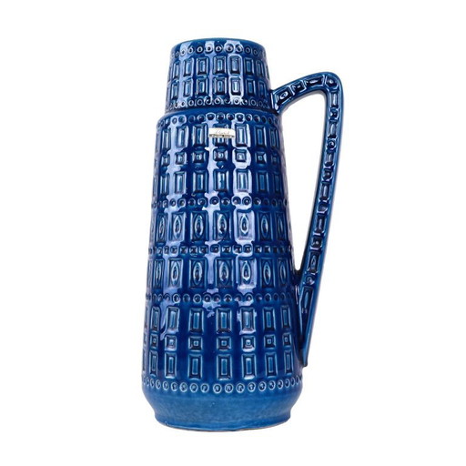Blaue Keramikvase, deutsches Design, 1960er Jahre, hergestellt von Scheurich