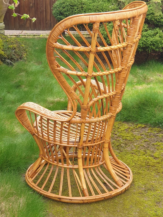 Image 1 of Beau Fauteuil Vintage En Rotin Gio Ponti Années 50 Bonacina