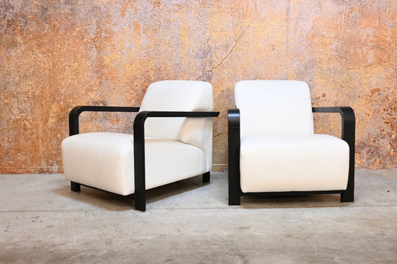 Image 1 of Zwei weiße Leolux Hemingway Designer-Sessel aus Leder