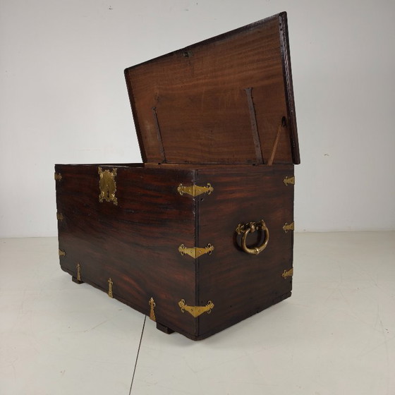 Image 1 of 18th-century Dutch VOC colonial chest with brass fittings