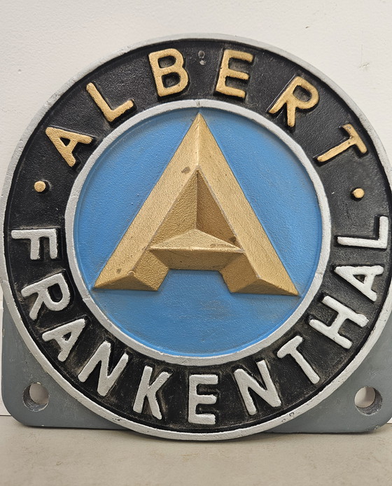 Image 1 of Logo vintage en fonte d'une usine, Albert Frankenthal