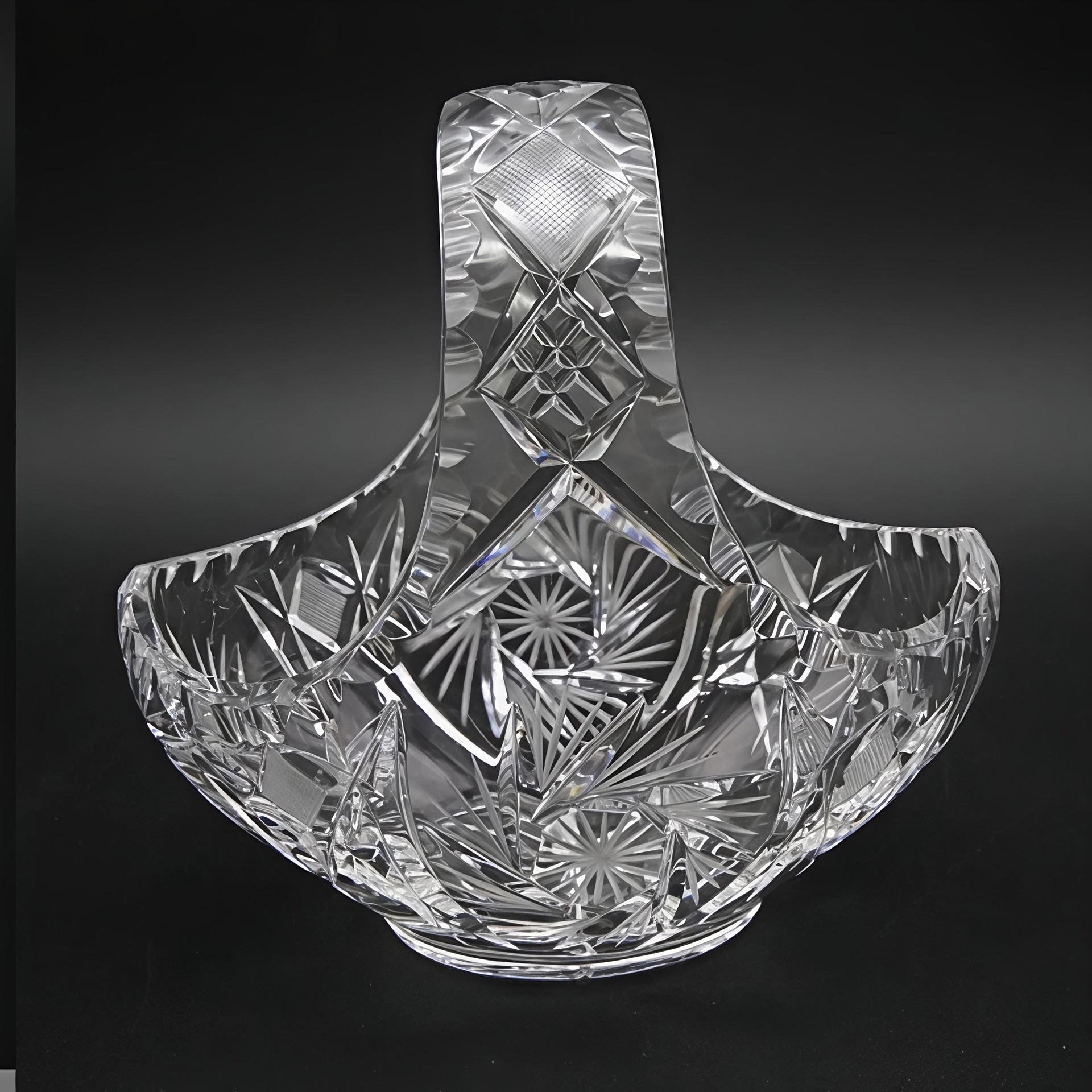 CAESAR　crystal　BOHEMIAN　crystalガラスバケット Caesar Bohemia Crystal Hand Cut Basket Czech Republic Etched